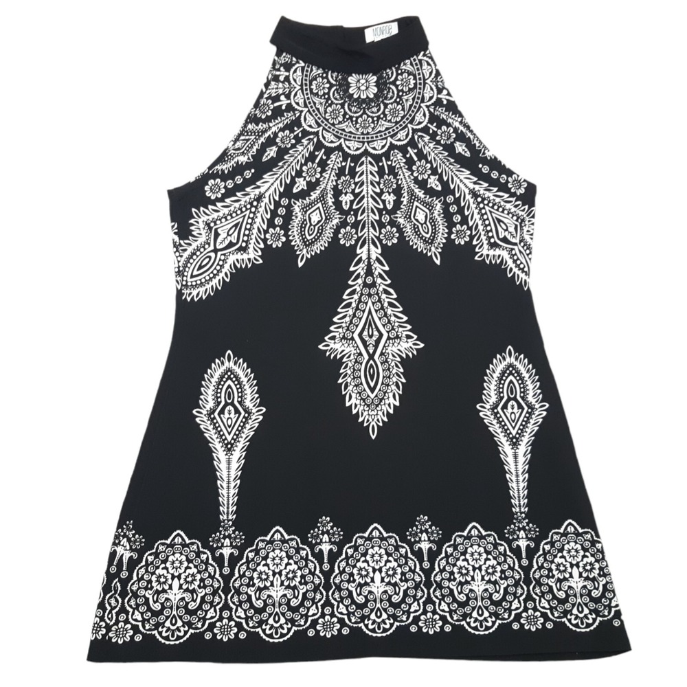 Monroe and Main Shift Dress Bohemian Womens M Black Paisley Medallion Sleeveless